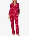 Kate Spade Women's 2-piece Sleepwear 3/4-sleeve Top And Pajama Pants Set In Red