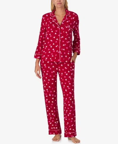 Kate Spade Women's 2-piece Sleepwear 3/4-sleeve Top And Pajama Pants Set In Red