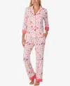 Kate Spade Women's 2-piece Sleepwear 3/4-sleeve Top And Pajama Pants Set In Pink