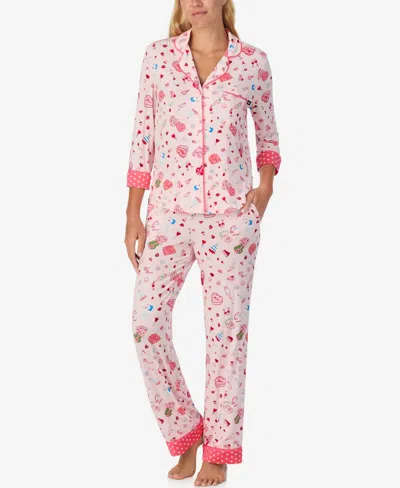 Kate Spade Women's 2-piece Sleepwear 3/4-sleeve Top And Pajama Pants Set In Pink