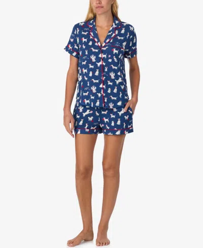 Kate Spade Women's 2-piece Sleepwear Short-sleeve Shirt And Pajama Shorts Set In Blue