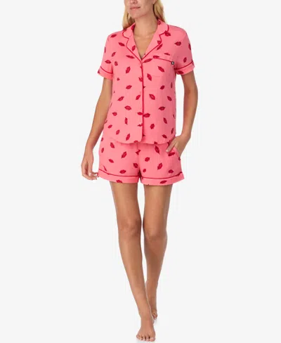 Kate Spade Women's 2-piece Sleepwear Short-sleeve Shirt And Pajama Shorts Set In Pink
