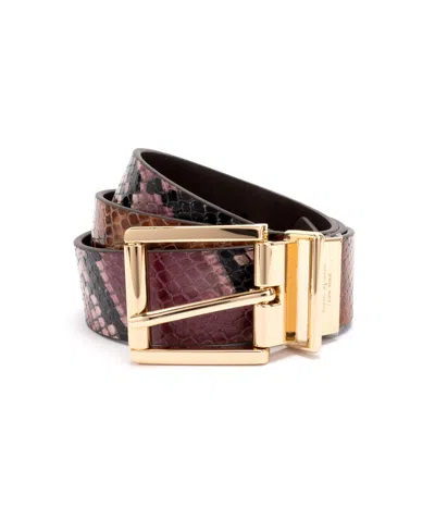 Kate Spade New York Reversible Snake Embossed Belt In Natural Hot Fudge
