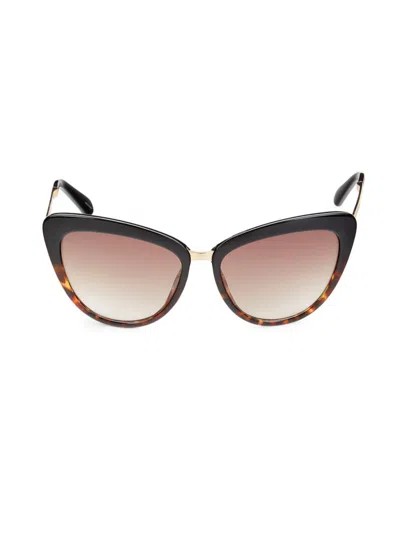 Kate Spade Women's Cissy 56mm Cat Eye Sunglasses In Black Multicolor