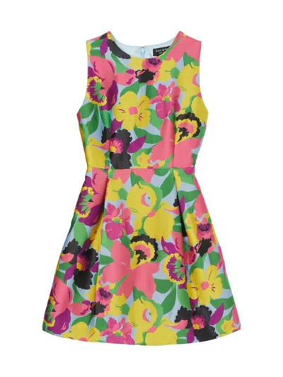 Kate Spade Alice Pleated Floral Jacquard Mini Dress In Orchid
