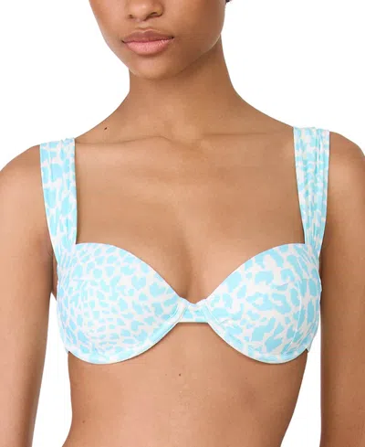 Kate Spade Women's Animal-print Shirred Bikini Top In Seaflower