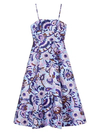 Kate Spade Women's Anita Brocade Floral Midi-dress In Blue