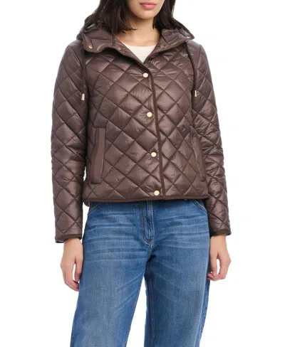 Kate Spade New York Hooded Quilted Packable Jacket In Brown