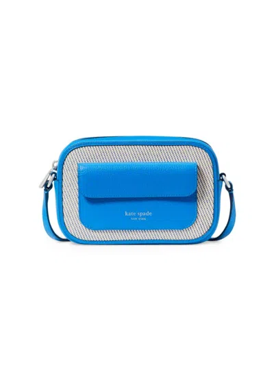 Kate Spade Women's Ava Pebbled Leather & Canvas Crossbody Bag In Blue