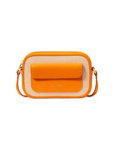 Kate Spade Women's Ava Pebbled Leather & Canvas Crossbody Bag In Orange