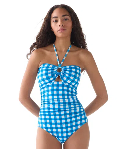 Kate Spade New York Bandeau One Piece Swimsuit In Blue
