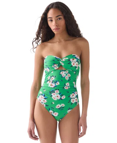 Kate Spade Women's Bandeau Neck One-piece Swimsuit In Green