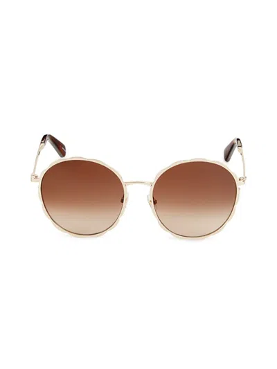 Kate Spade Women's Cannes 57mm Round Sunglasses In Gold