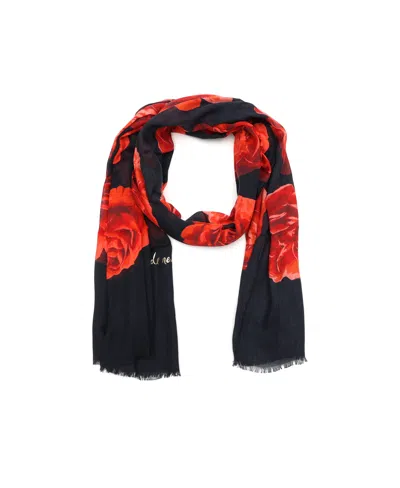 Kate Spade Women's Charming Rose Oblong Scarf In Planetary Navy
