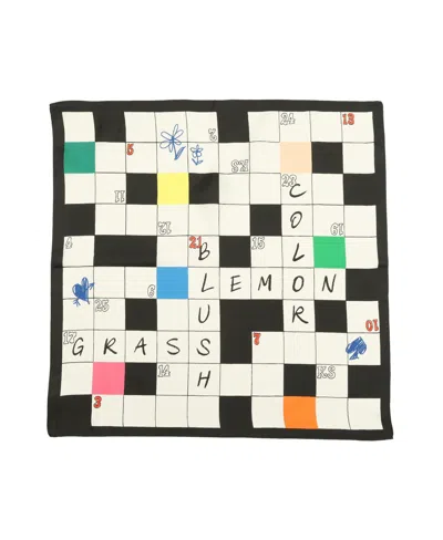 Kate Spade Women's Crossword Silk Bandana Scarf In White Black