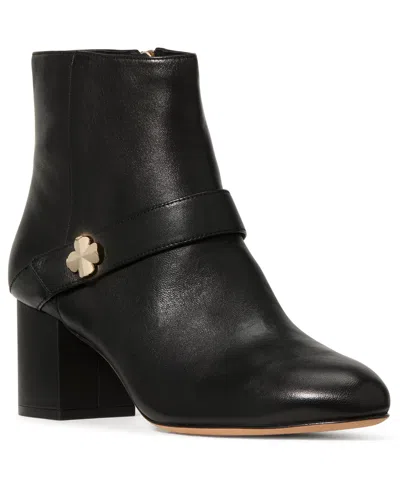 Kate Spade Women's Decorative Flower Block Heel Ankle Booties In Black