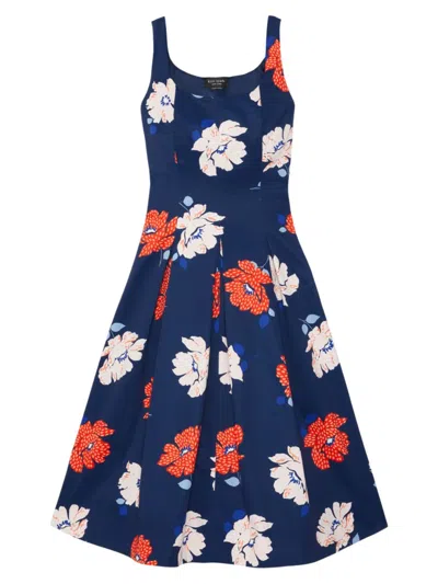 Kate Spade Women's Dotty Floral Flounce Dress In French Navy