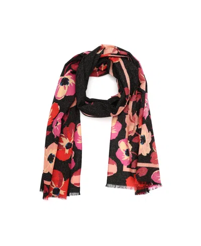 Kate Spade Women's Fall Poppies Wool Oblong Scarf In Black
