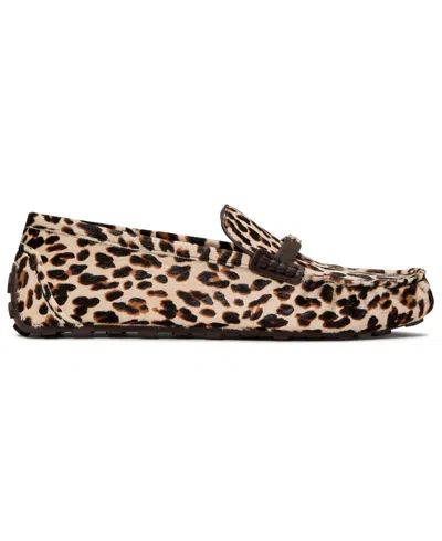 Kate Spade Women's Flower Stud Round Toe Moccasin Loafers In Animal Print