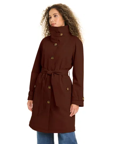 Kate Spade Women's Funnel Neck Trench Coat In Burgundy