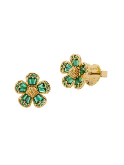 Kate Spade Women's Goldtone & Cubic Zirconia Flower Stud Earrings In Green
