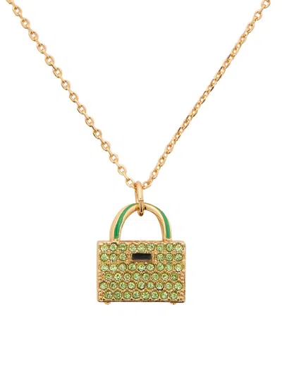 Kate Spade Women's Goldtone & Mixed-media Handbag Pendant Necklace In Green