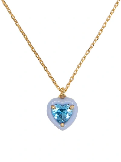 Kate Spade Women's Goldtone, Cubic Zirconia & Enamel Heart Pendant Necklace In Blue/gold