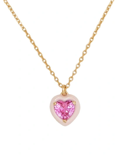 Kate Spade Women's Goldtone, Cubic Zirconia & Enamel Heart Pendant Necklace In Pink