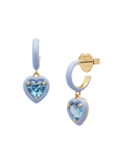 Kate Spade Women's Goldtone, Enamel & Cubic Zirconia Heart Drop Earrings In Blue Multi