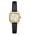 Kate Spade Women's Gracie Square Three-hand Black Leather Watch, 25mm In Black