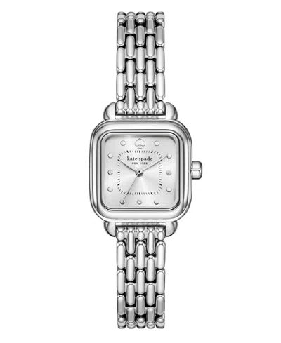Kate Spade Women's Gracie Square Three-hand Silver-tone Stainless Steel Watch, 25mm