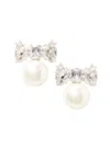KATE SPADE WOMEN'S HAPPILY EVER AFTER SILVERTONE, CUBIC ZIRCONIA & GLASS PEARL DROP EARRINGS