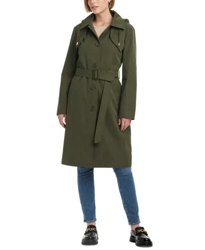 Kate Spade Women's Hooded Bibbed Raincoat In New Dark Olive