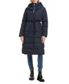 Kate Spade Women's Hooded Maxi Down Coat With Self Tie In Midnight Navy