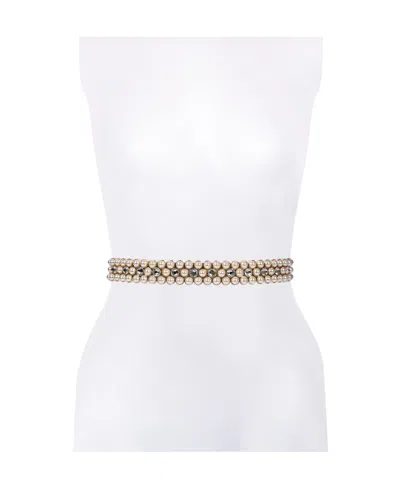 Kate Spade Women's Imitation Pearl Bridal Satin Bow Belt In Pale Pol Gold