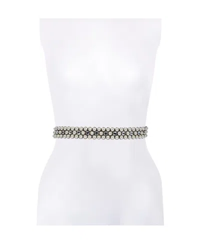 Kate Spade Women's Imitation Pearl Bridal Satin Bow Belt In Pol Silver