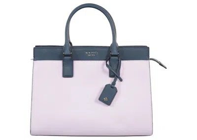Pre-owned Kate Spade Women's  Cameron Convertible Satchel Large In Lavender/bright White/petrol Blue