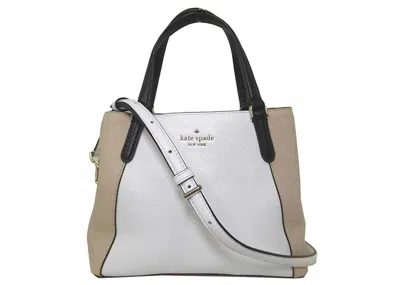 Pre-owned Kate Spade Women's  Jackson Triple Compartment Satchel Bag Medium In Optic White