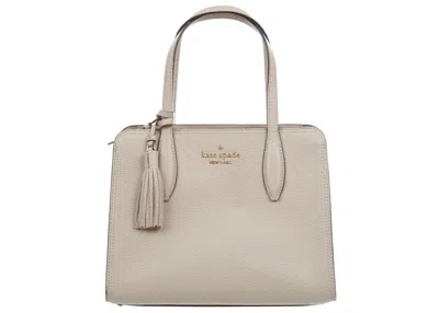 Pre-owned Kate Spade Women's  Rowe Leather Top Zip Satchel Bag Small In Warm Beige
