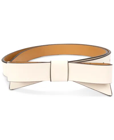 Kate Spade Women's Leather Bow Belt In Parchment