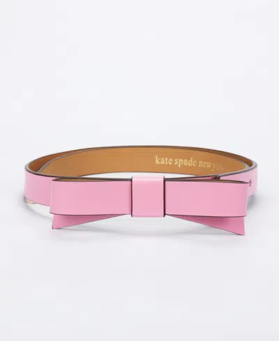 Kate Spade Women's Leather Bow Belt In Strawberry Shake