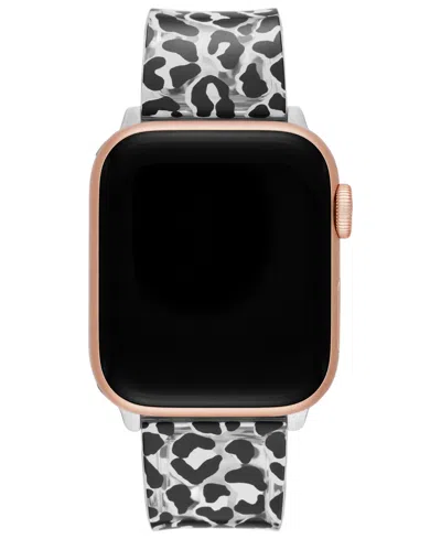 Kate Spade Women's Leopard Print Polyurethane Band For Apple Watch Strape In Black