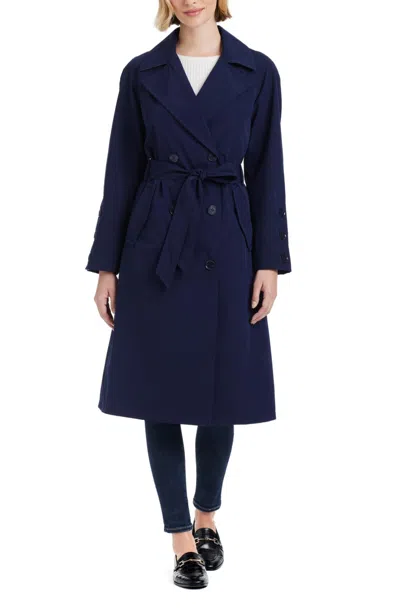 Kate Spade Women S Long Double-breasted Trench Coat In Planetary Navy