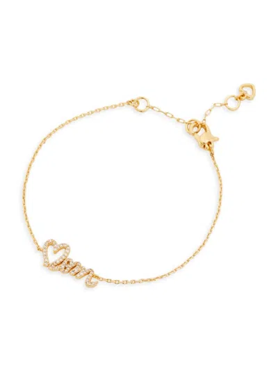 Kate Spade New York Signature Spade Love You Mom Chain Bracelet In Clear/gold