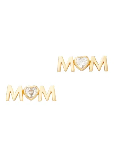 KATE SPADE WOMEN'S LOVE YOU, MOM GOLD-PLATED & CUBIC ZIRCONIA STUD EARRINGS