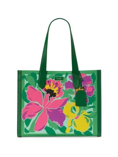 Kate Spade Women's Manhattan Orchid Bloom Canvas Tote Bag In Green