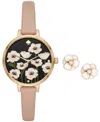 Kate Spade Women's Metro Three-hand Nude Leather Watch 34mm Gift Set In Nude