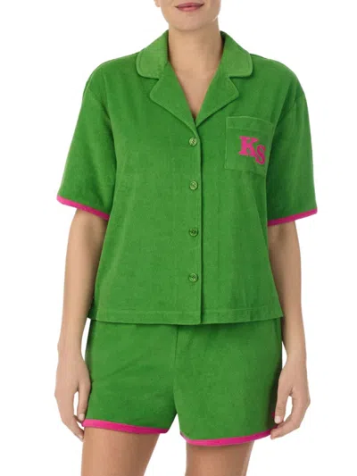 Kate Spade Women's Monogram Terry Pajamas In Green