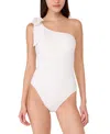 Kate Spade New York Shoulder Bow Tie One Shoulder One Piece Swimsuit In Cream