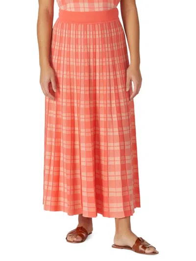 Kate Spade Women's Pleated Checked Skirt In Pink